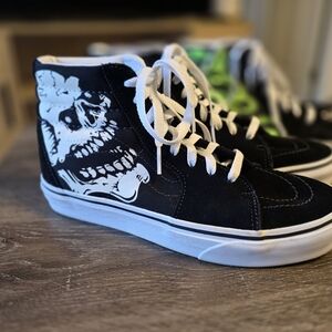 Vans Black and White Skull High-Top Sneakers